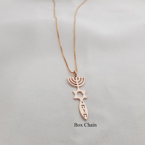 Star of David Menora Necklace