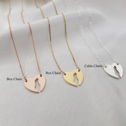 Israel Map Heart Necklace