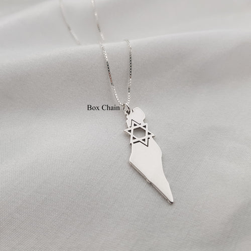 Israel Map Star of David Necklace