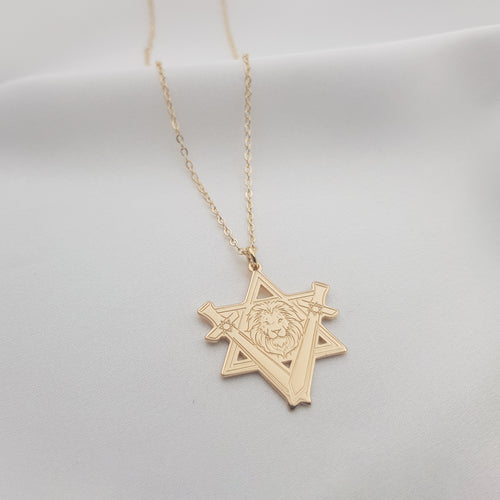 Star of David Lion Necklace