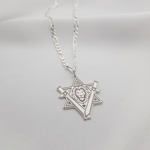 Star of David Lion Necklace
