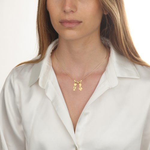 Children Charms Necklace with Hebrew Name Engraved