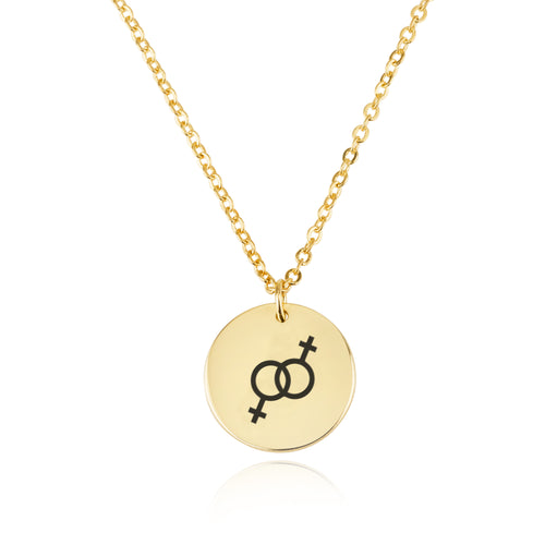 Lesbian Pride Disk Necklace