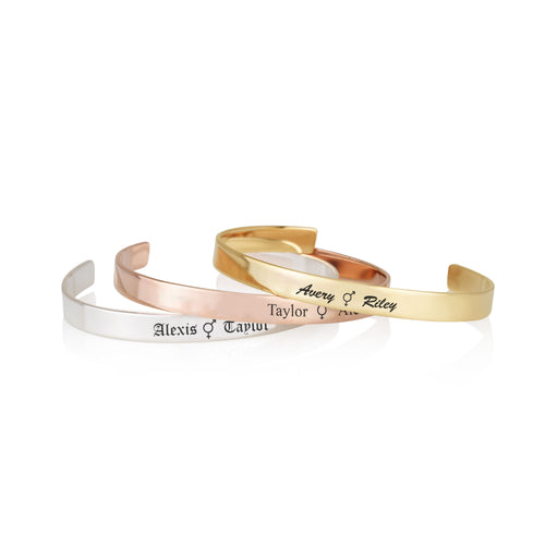 Custom Bigender Pride Names Cuff Bracelet