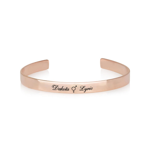 Custom Bigender Pride Names Cuff Bracelet