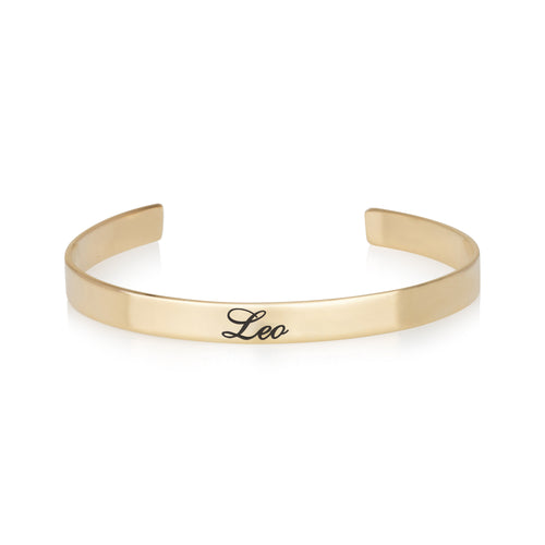 Leo Engraved Cuff Bracelet