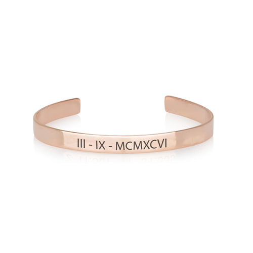 Custom Roman Numeral Cuff Bracelet