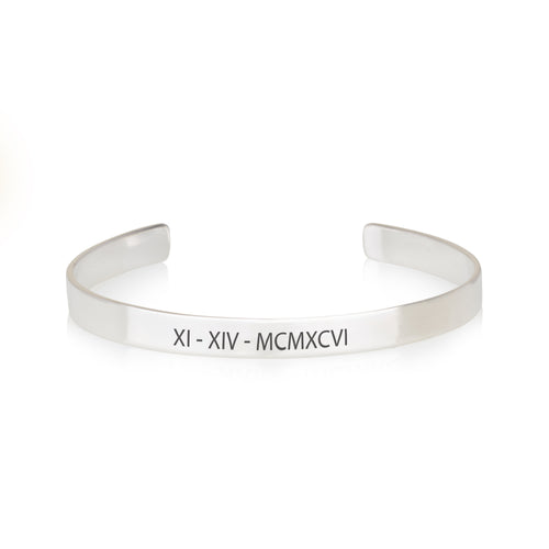 Custom Roman Numeral Cuff Bracelet