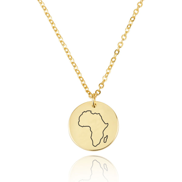 Africa Map Engraving Disc Necklace