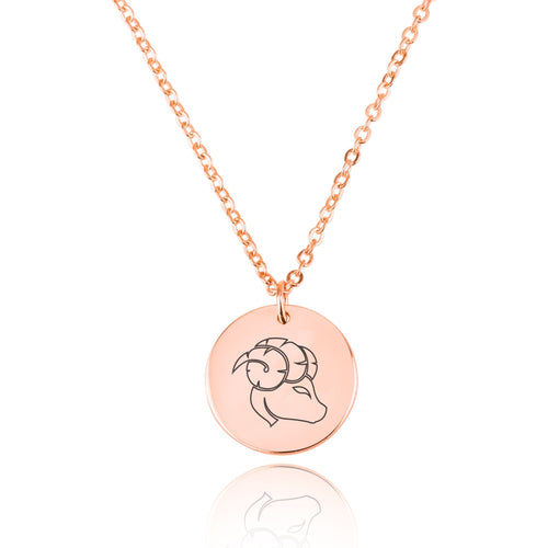Aries Zodiac Disk Necklace - Beleco Jewelry