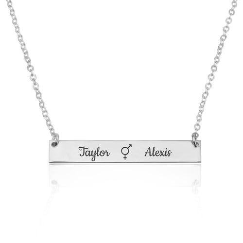 Bigender Bar Necklace With Engraved Names - Beleco Jewelry