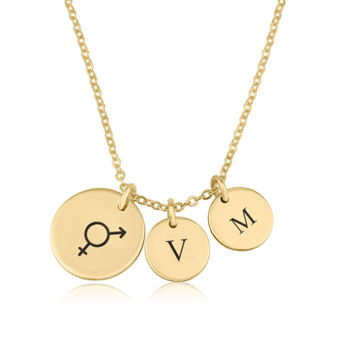Bigender Pride Necklace With Initials - Beleco Jewelry