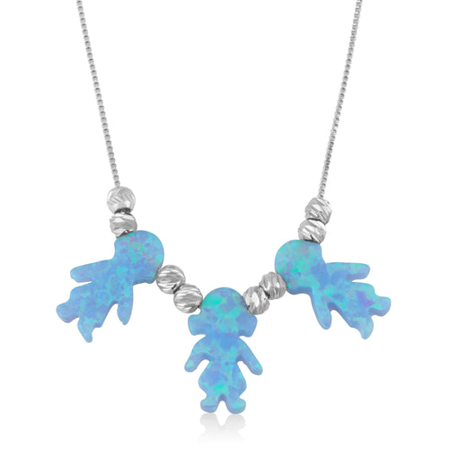 Blue Opal Charms Necklace - Beleco Jewelry