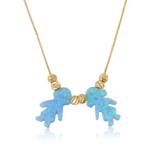 Blue Opal Charms Necklace - Beleco Jewelry
