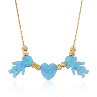 Blue Opal Charms Necklace