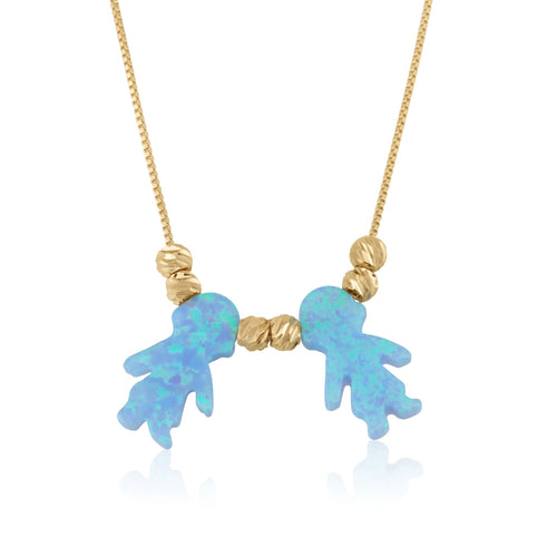 Blue Opal Charms Necklace - Beleco Jewelry