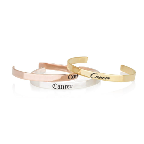 Cancer Zodiac Engraved Cuff Bracelet - Beleco Jewelry
