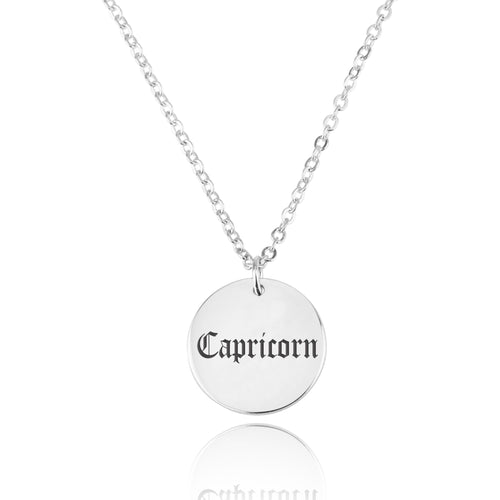 Capricorn Script Disk Necklace - Beleco Jewelry