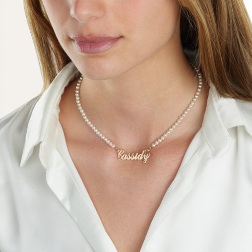 Carrie Full Pearls Name Necklace - Beleco Jewelry