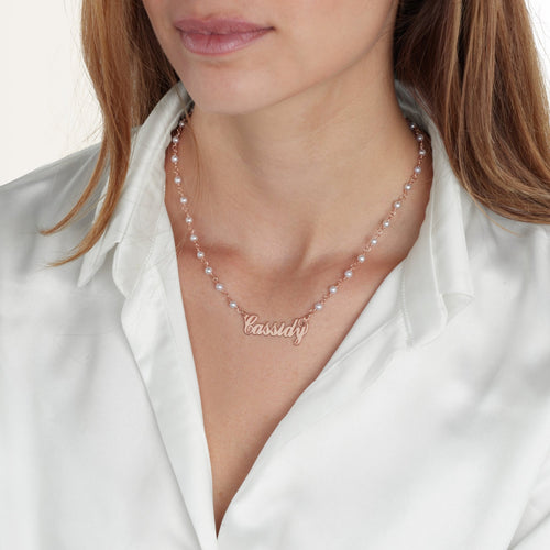 Carrie Pearl Name Necklace - Beleco Jewelry