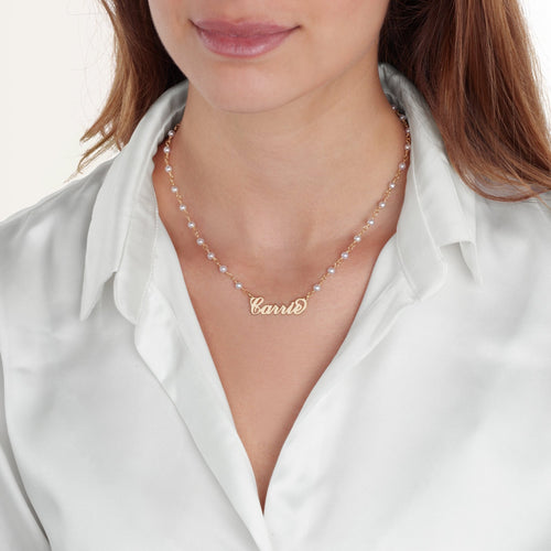 Carrie Pearl Name Necklace - Beleco Jewelry