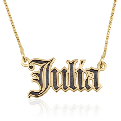 Colorful Old English Name Necklace - Beleco Jewelry