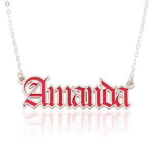 Colorful Old English Name Necklace - Beleco Jewelry