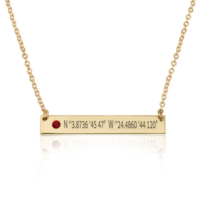 Coordinates Bar Necklace With Birthstone