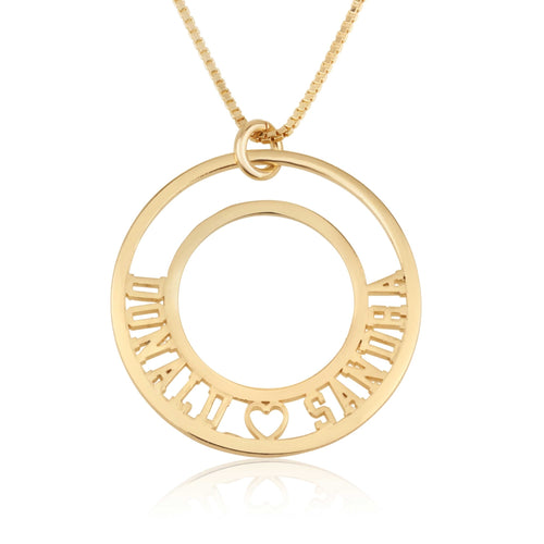 Couple Necklace With Two Names And A Heart - Beleco Jewelry
