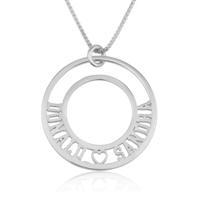 Couple Necklace With Two Names And A Heart