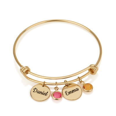Custom Charm Bracelet with Names and Birthstones