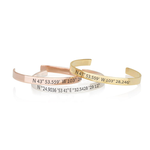 Custom Coordinates Cuff Bracelet - Beleco Jewelry
