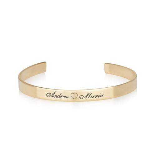 Custom Couple's Names Cuff Bracelet - Beleco Jewelry