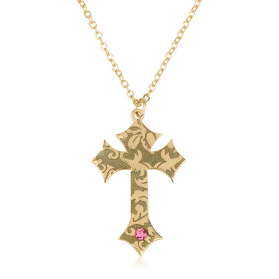 Custom Cross Necklace With Birthstone