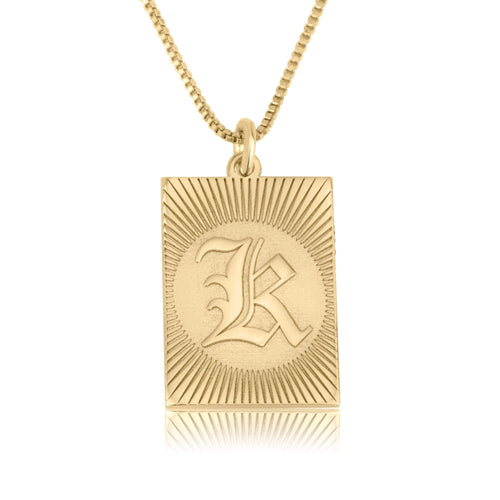 Custom Engraved Old English Initial Necklace - Beleco Jewelry