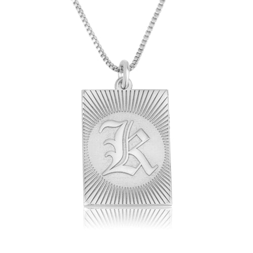 Custom Engraved Old English Initial Necklace - Beleco Jewelry