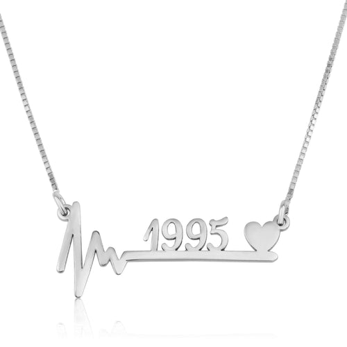 Custom Heartbeat Year Necklace - Beleco Jewelry