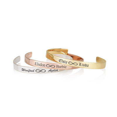 Custom Infinity Names Cuff Bracelet
