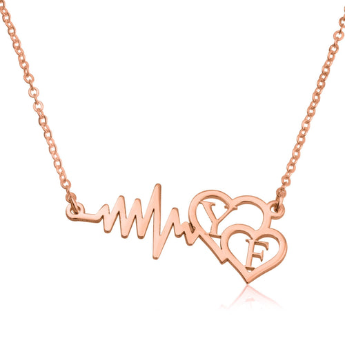 Custom Initials Necklace With Hearts - Beleco Jewelry
