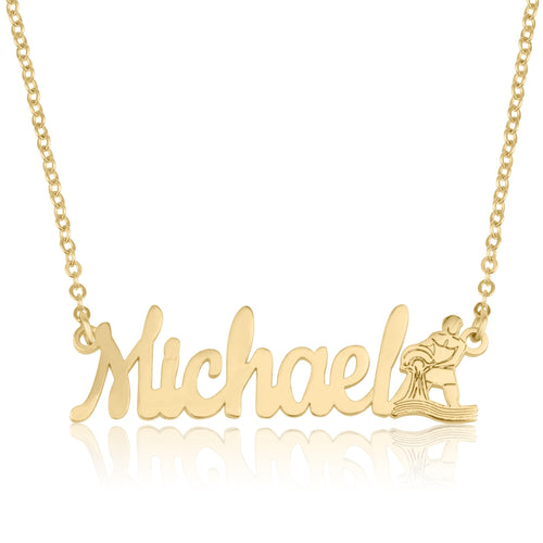 Custom Name Necklace With Aquarius Zodiac Sign - Beleco Jewelry
