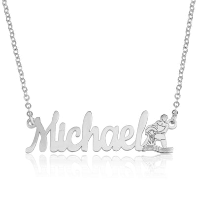 Custom Name Necklace With Aquarius Zodiac Sign