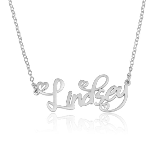 Custom Name Necklace With Hearts - Beleco Jewelry