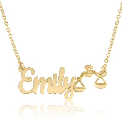 Custom Name Necklace With Libra Zodiac Sign