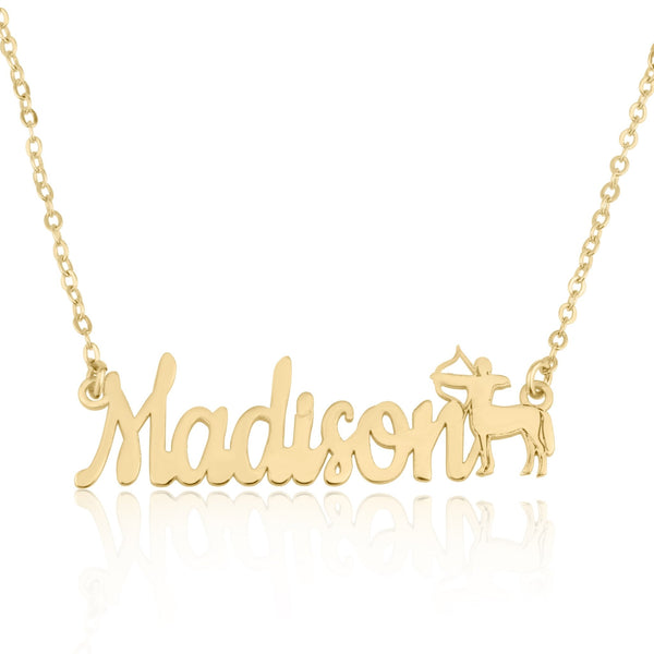 Custom Name Necklace With Sagittarius Zodiac Sign