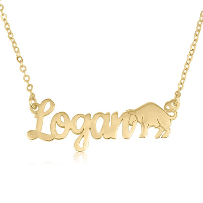 Custom Name Necklace With Taurus Zodiac Sign