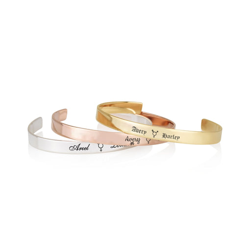 Custom Transgender Pride Names Cuff Bracelet - Beleco Jewelry
