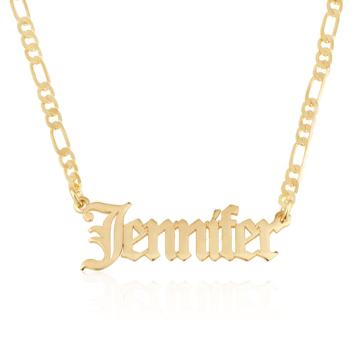 Customized Name Necklace With Figaro Chain - Beleco Jewelry