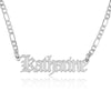 Customized Old English Name Necklace With Figaro Chain - Beleco Jewelry