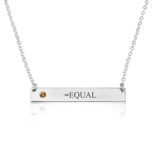 EQUAL Bar Necklace With Birthstone - Beleco Jewelry