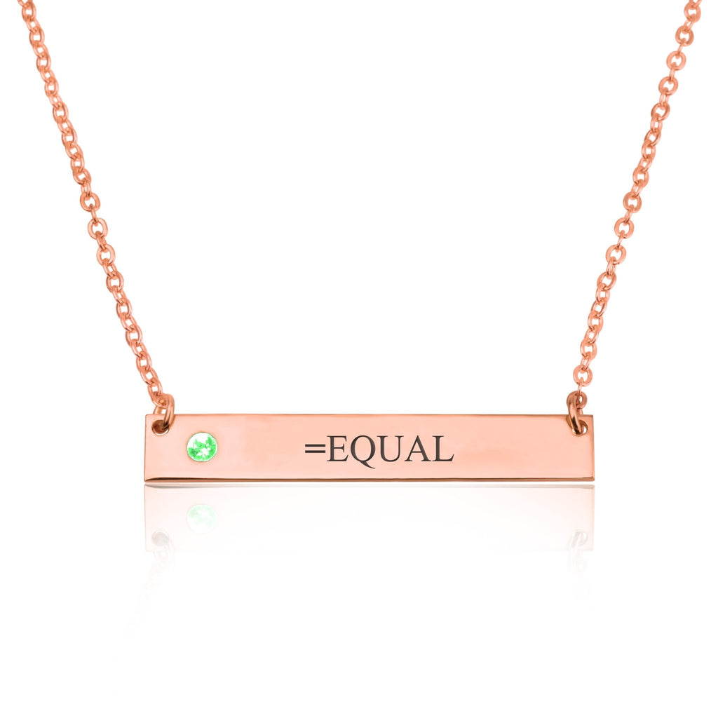 EQUAL Bar Necklace With Birthstone - Beleco Jewelry